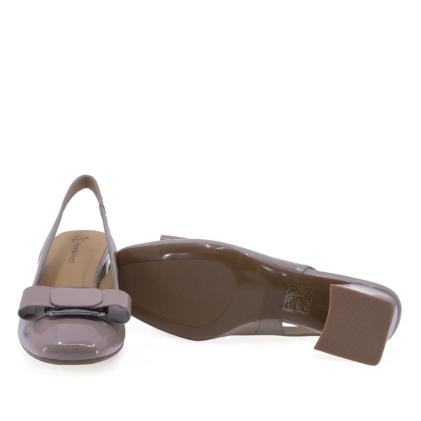 Pantofi dama eleganti Anna Viotti piele lacuita D105-6290P-J395-YT19 cafe