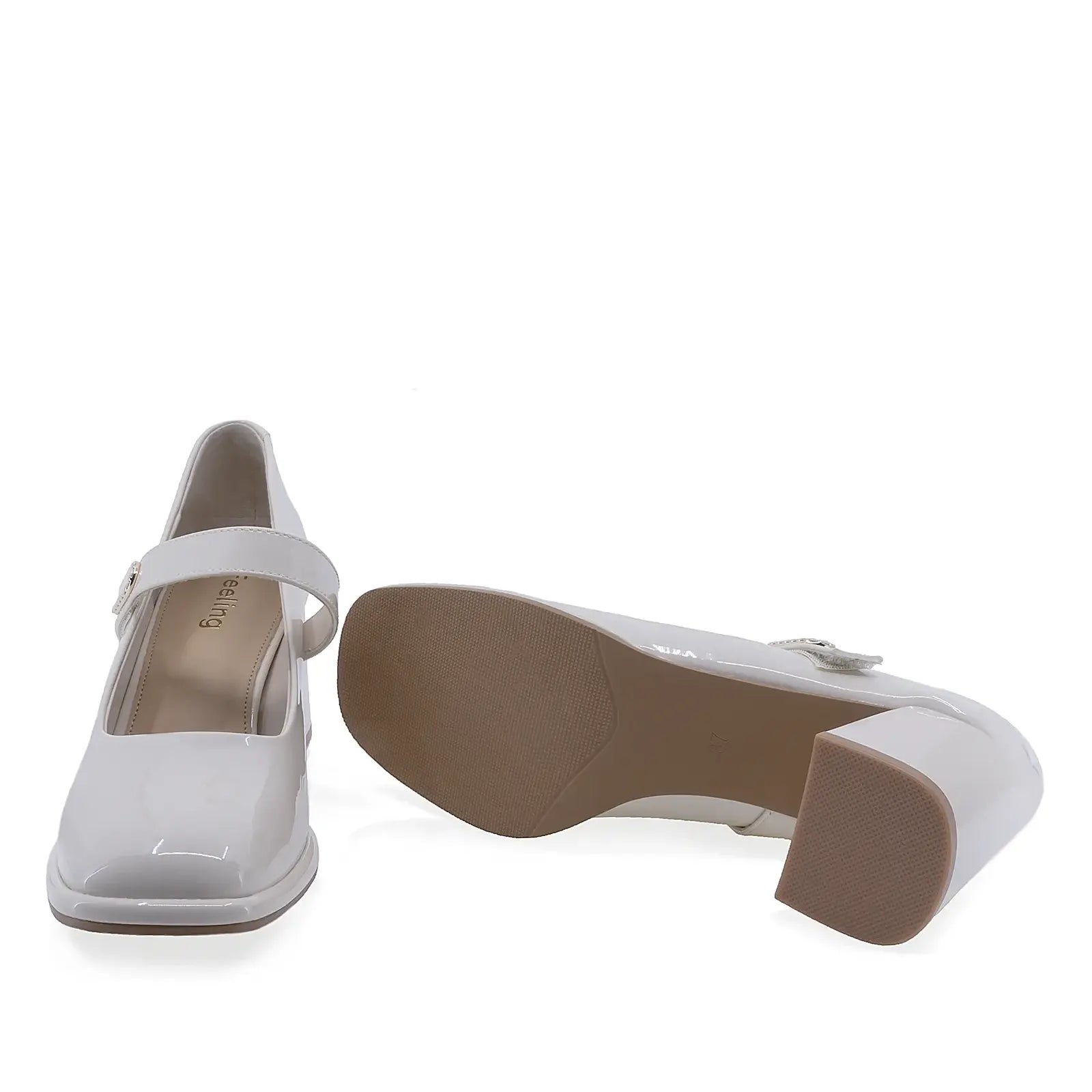 Pantofi dama eleganti Feeling piele lacuita D91295 alb