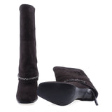 Cizme dama elegante Anna Viotti piele intoarsa D123-M1917Y-X166R-2 maro