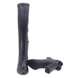 Cizme dama casual Kordel piele naturala/stretch D3136 negre