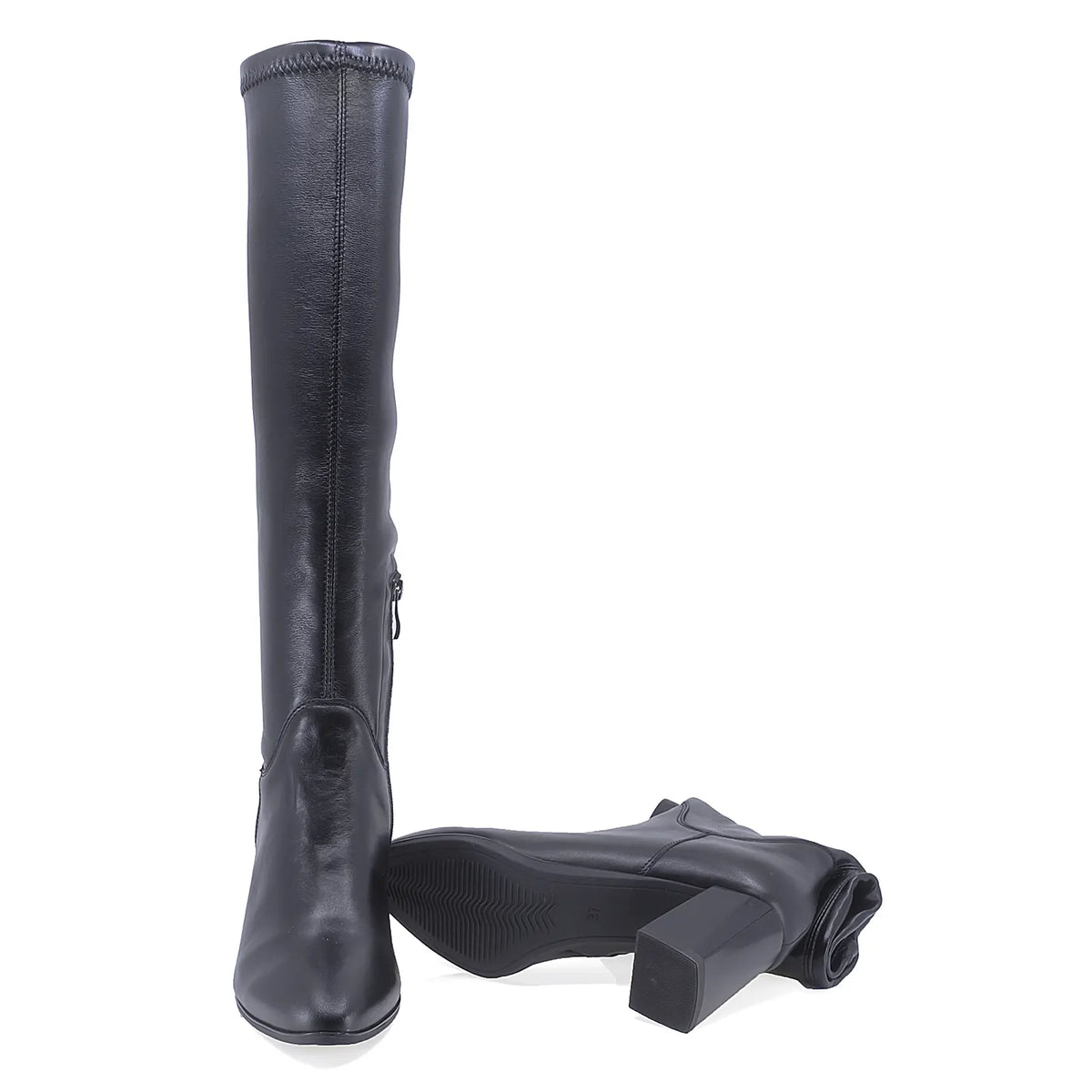 Cizme dama casual Kordel piele naturala/stretch D3136 negre