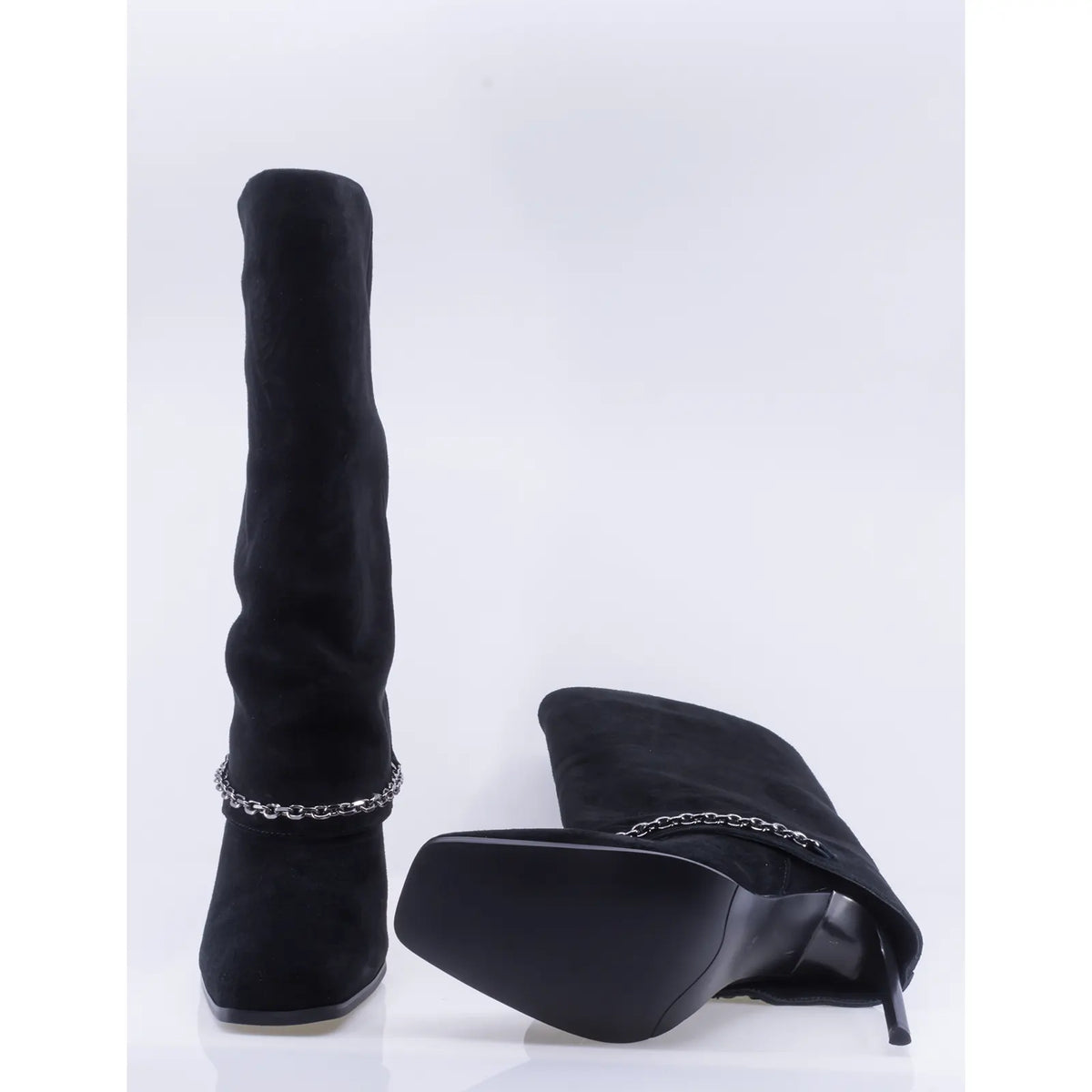 Cizme dama elegante Anna Viotti piele intoarsa D123-M1917Y-X166R-1 negre