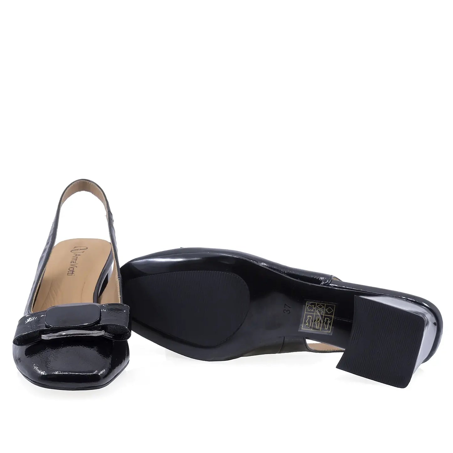Pantofi dama eleganti Anna Viotti piele lacuita D105-6290P-J395-YT02 negru