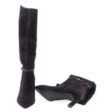 Cizme dama elegante Anna Viotti piele intoarsa D106-AD893-L542DK maro