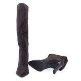Cizme dama elegante Anna Viotti piele intoarsa D106-X0G707-RH2255P-HSB-DK maro