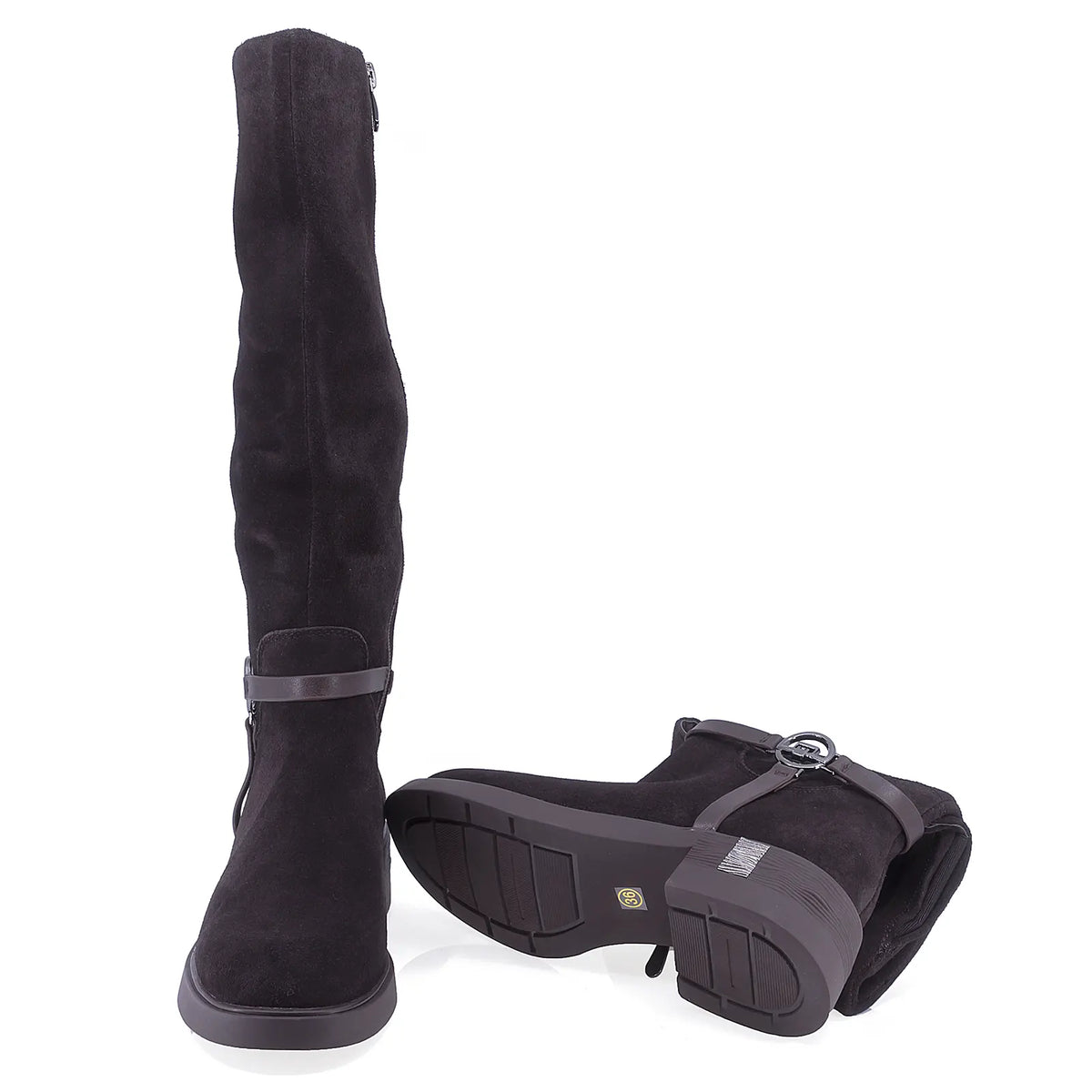 Cizme dama casual Anna Viotti piele intoarsa D125-5J205-R05B maro