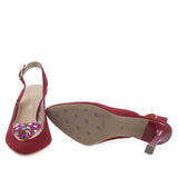 Pantofi dama eleganti Kordel piele intoarsa 2660 rosu