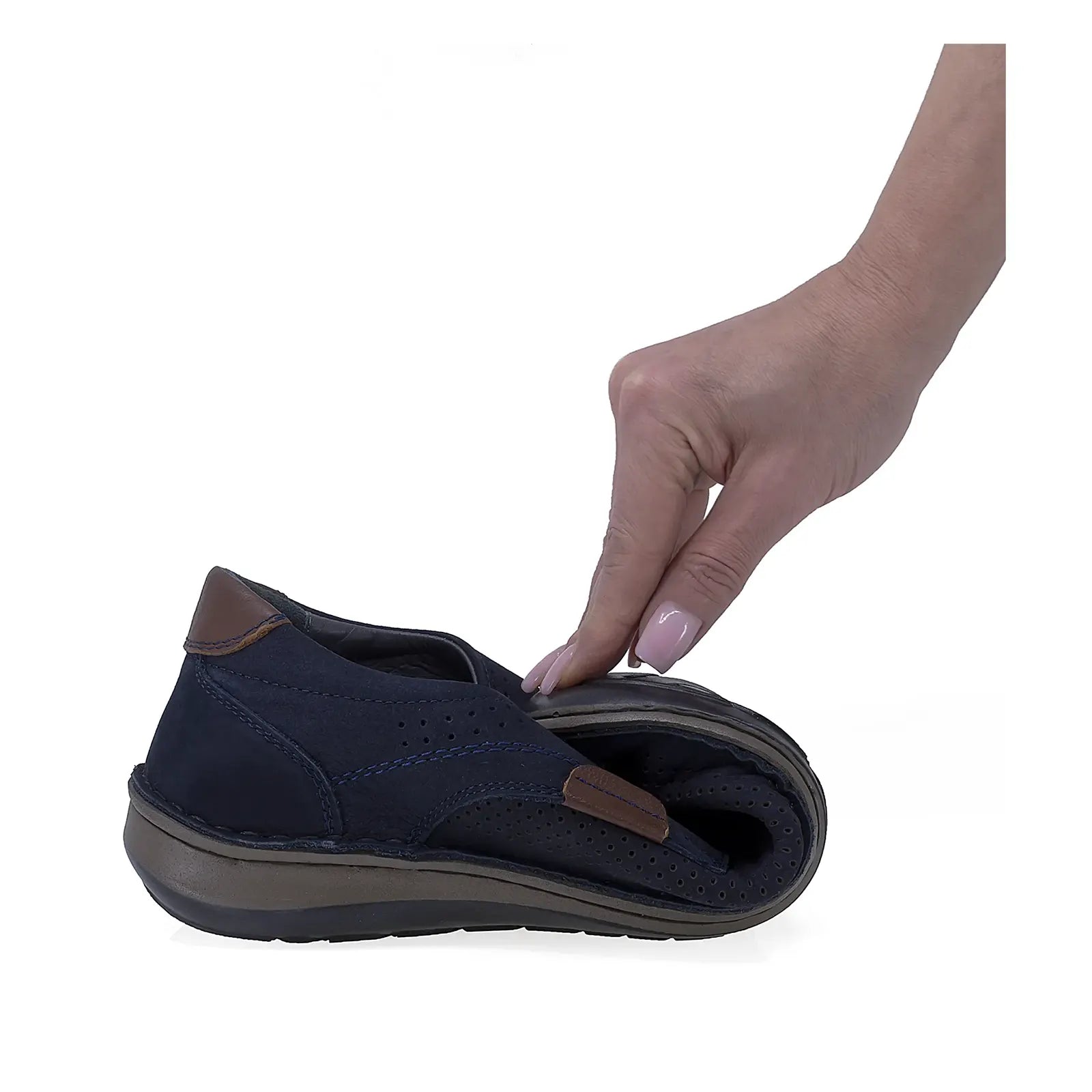 Pantofi barbati casual Goretti piele nabuc B36-9506-1 bleumarin