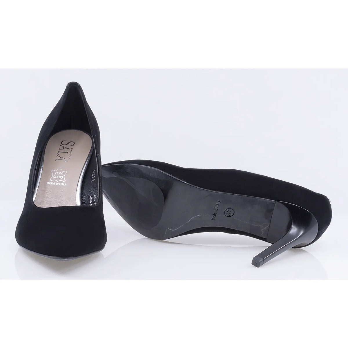 Pantofi dama eleganti Sala piele intoarsa 9111 negri