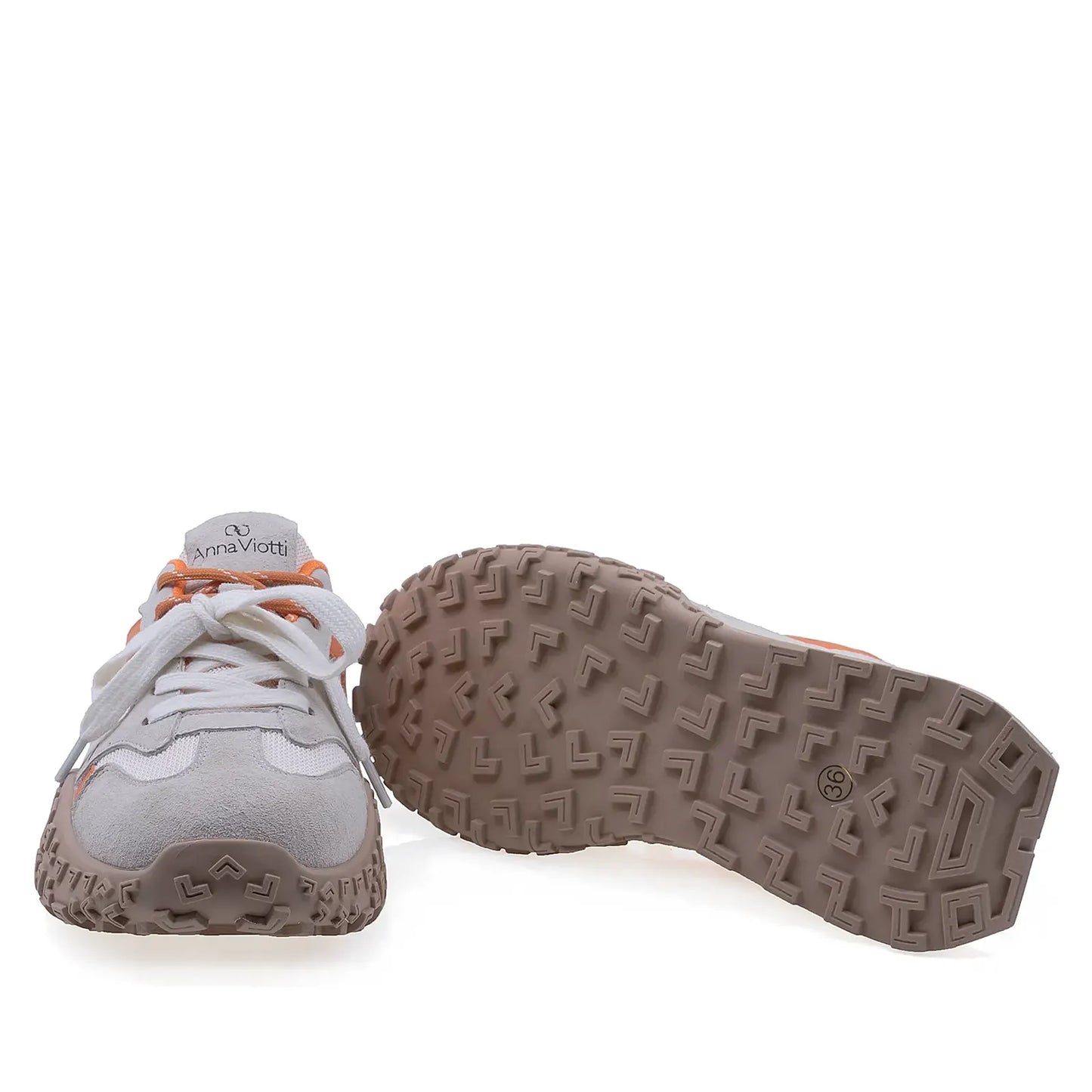 Pantofi dama sport Anna Viotti piele intoarsa, D106-L010-3, orange/multi