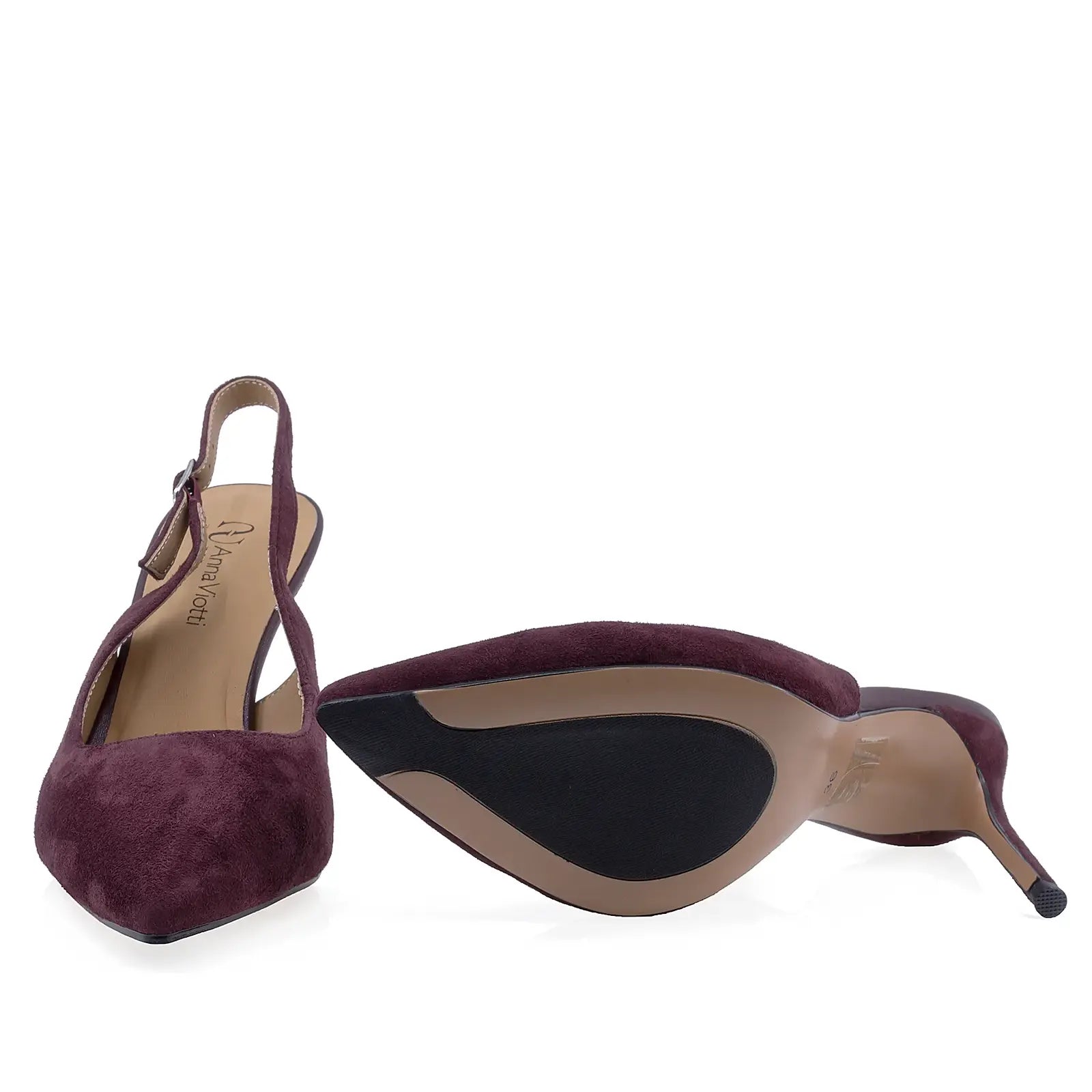 Pantofi dama eleganti Anna Viotti piele intoarsa D105-B149D-270-W113 bordo