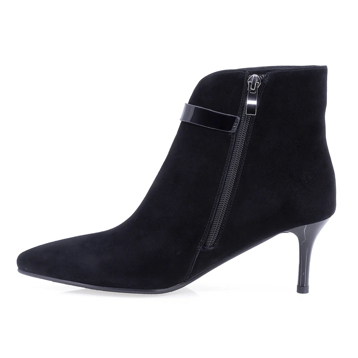 Botine dama elegante Anna Viotti piele intoarsa D106-25521-F3361 negre