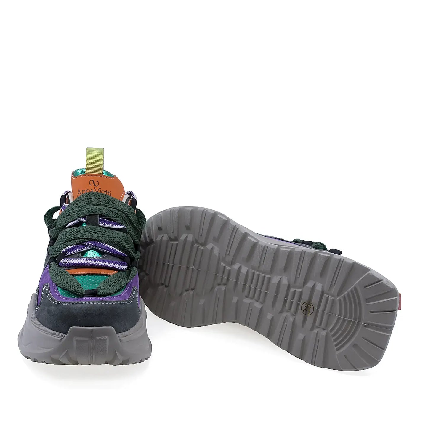 Pantofi dama sport Anna Viotti piele intoarsa D106-2 verde/multi