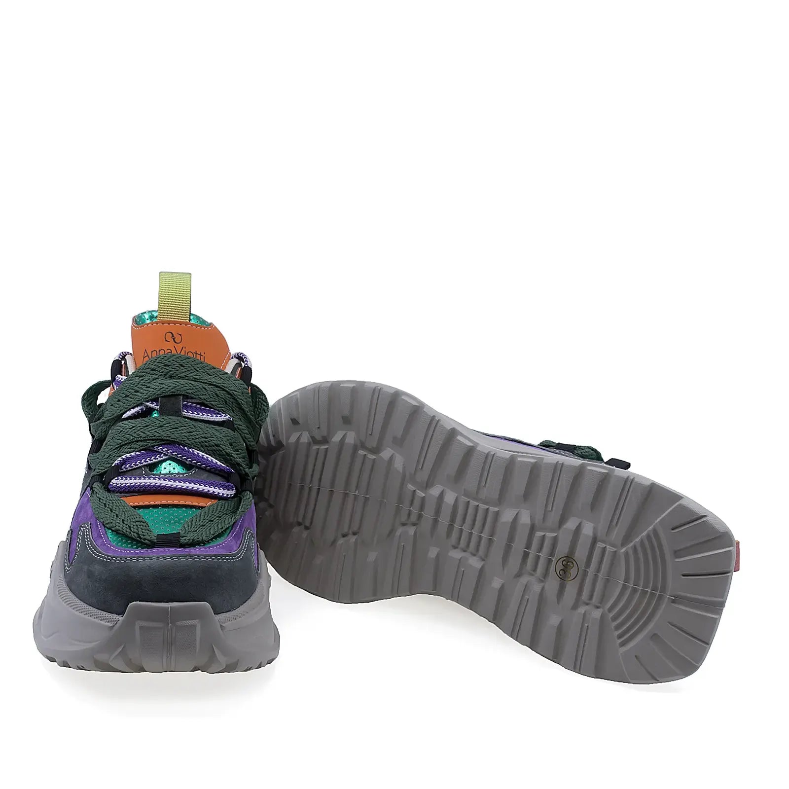 Pantofi dama sport Anna Viotti piele intoarsa D106-2 verde/multi