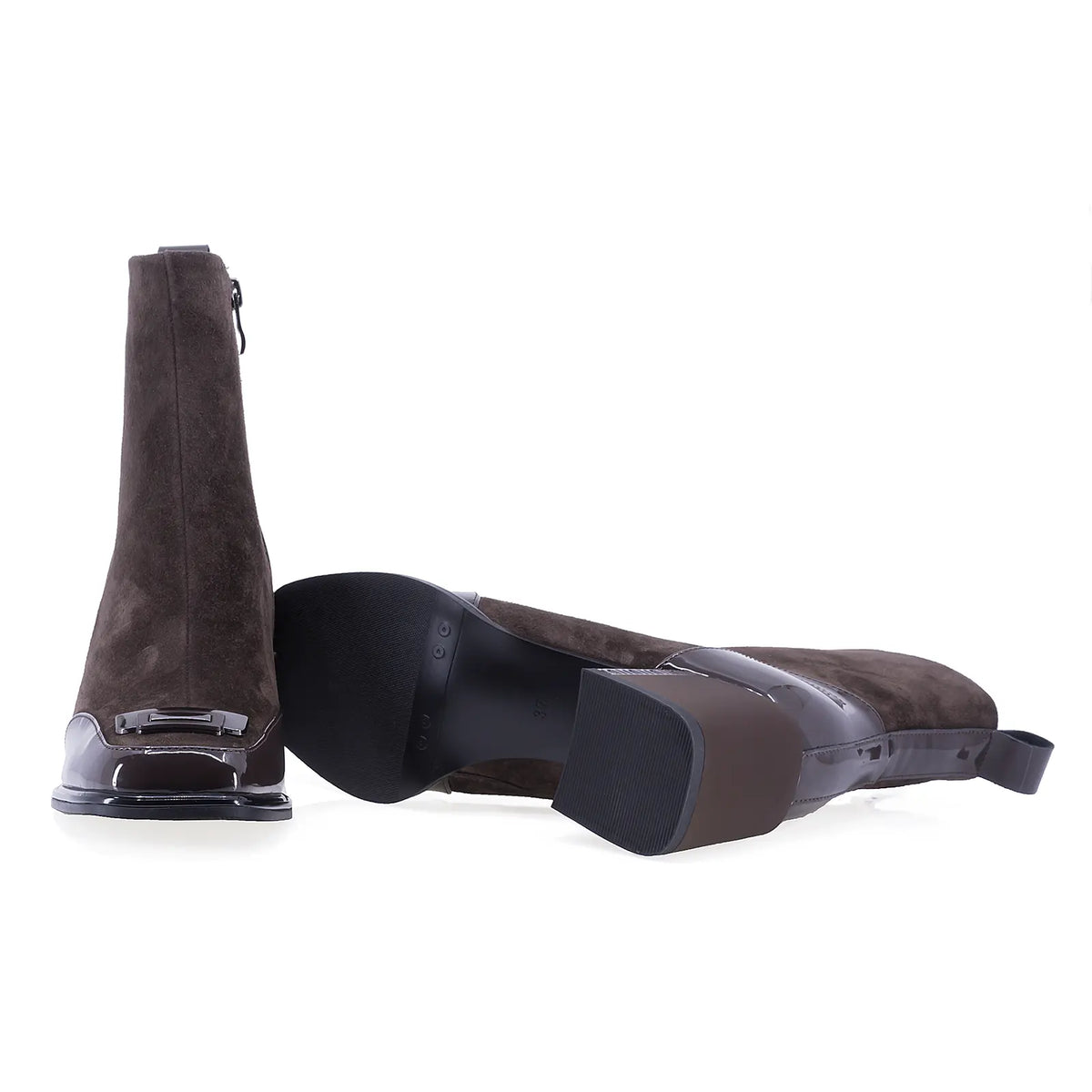 Botine dama elegante Anna Viotti piele intoarsa D106-F11879-T4837-9 maro