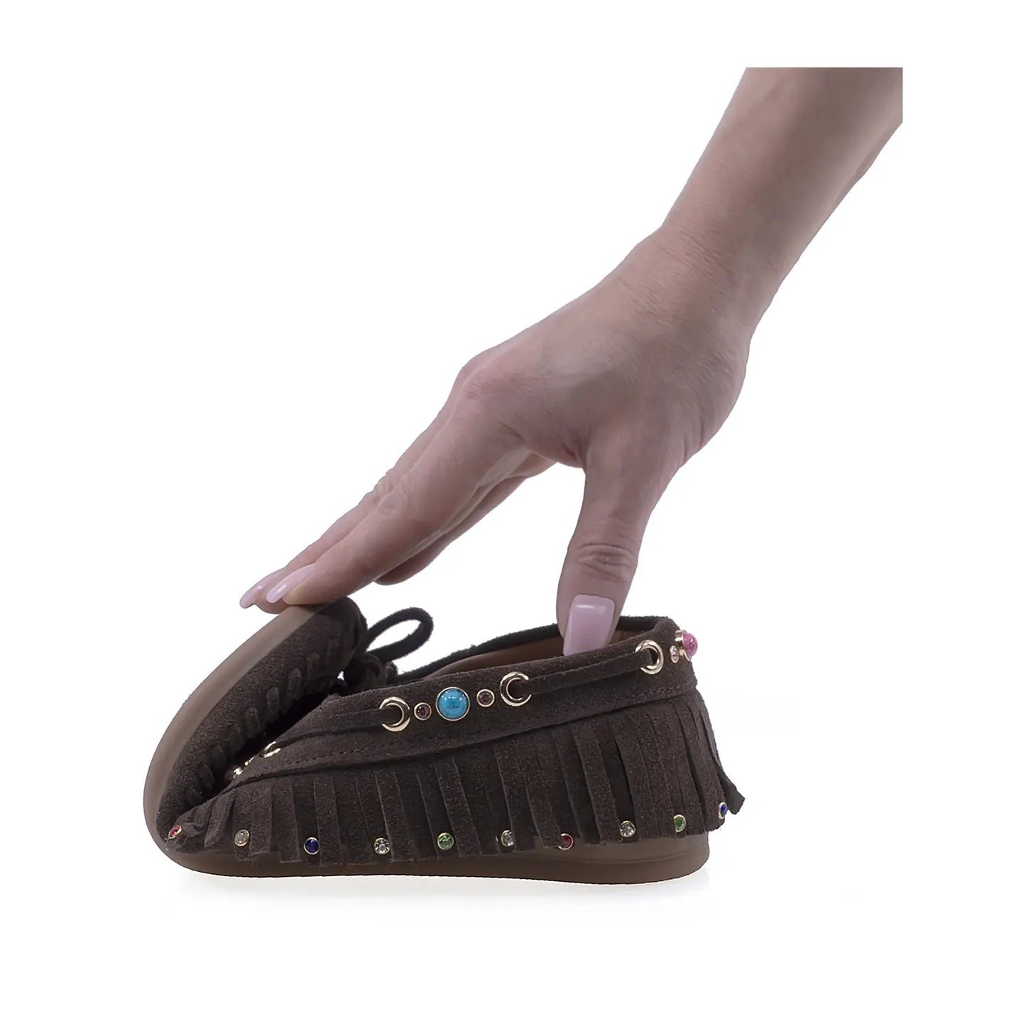 Pantofi Dama Casual Anna Viotti Piele intoarsa D116-2657-11R maro