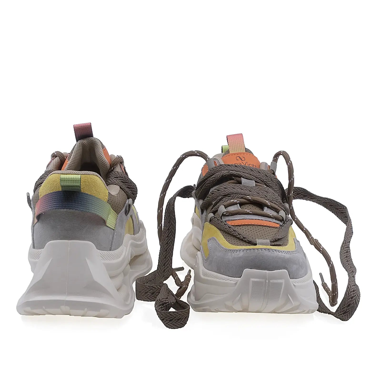 Pantofi dama sport Anna Viotti piele intoarsa D106-2 maro/multi