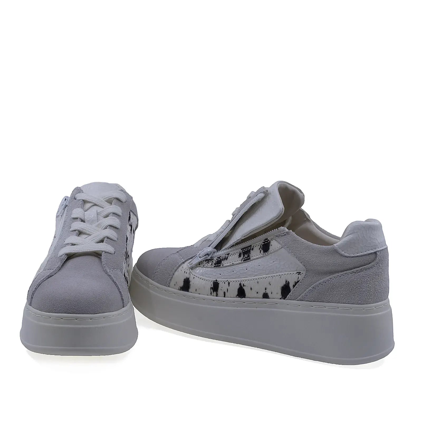Pantofi dama casual Anna Viotti piele intoarsa, D116-302-01, gri