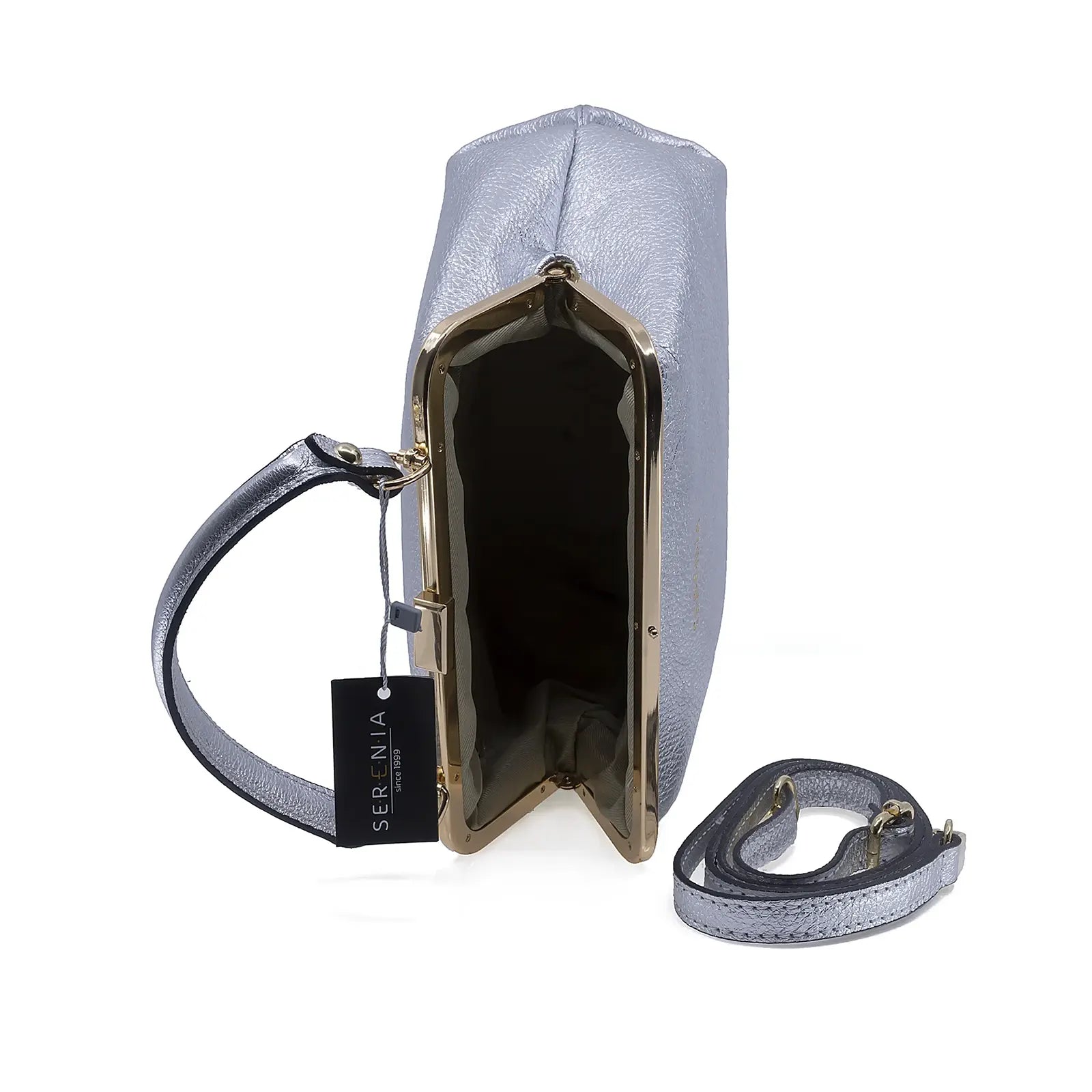 Geantă damă Serenia piele naturala 035 argintiu