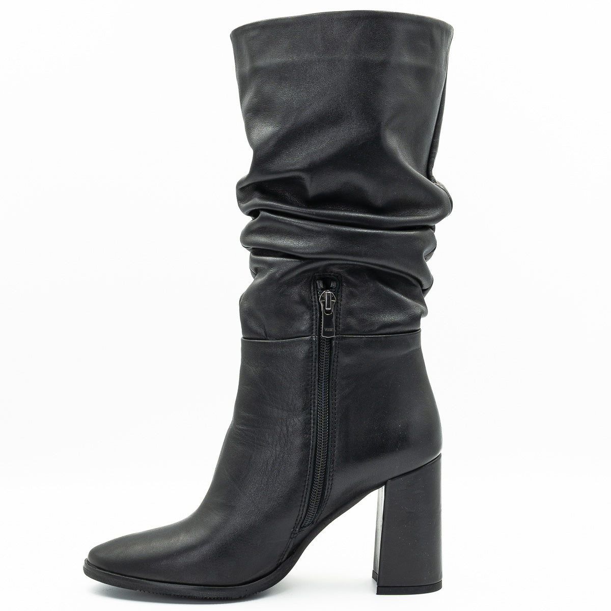 CIZME DAMA  ANNA VIOTTI DIN PIELE NATURALA D26-ZUSA NEGRU