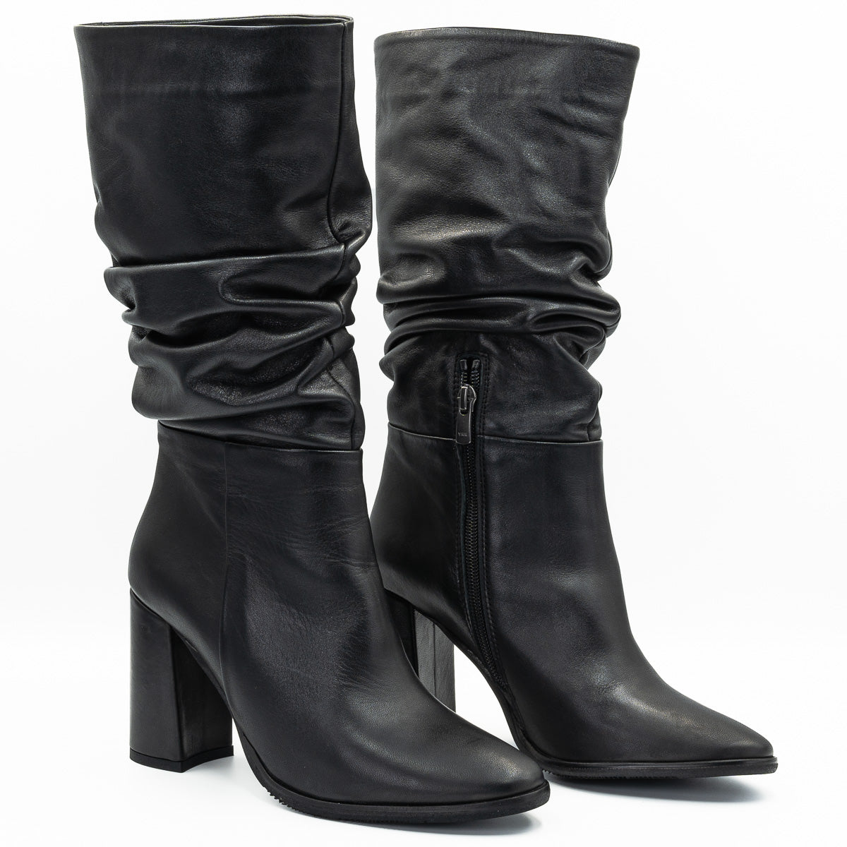 CIZME DAMA  ANNA VIOTTI DIN PIELE NATURALA D26-ZUSA NEGRU