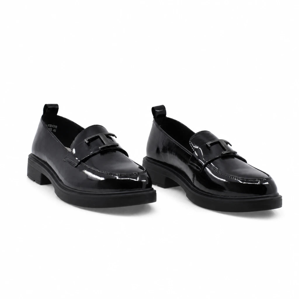 Pantofi dama casual Anna Viotti piele lacuita D111-5H23908-75 negri