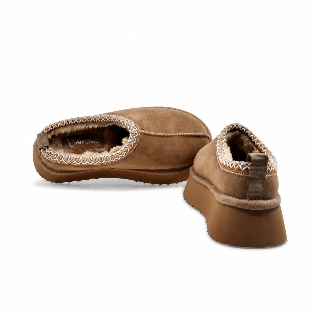 Pantofi Dama Casual Anna Viotti Piele Intoarsa D121-DS5358 castaniu