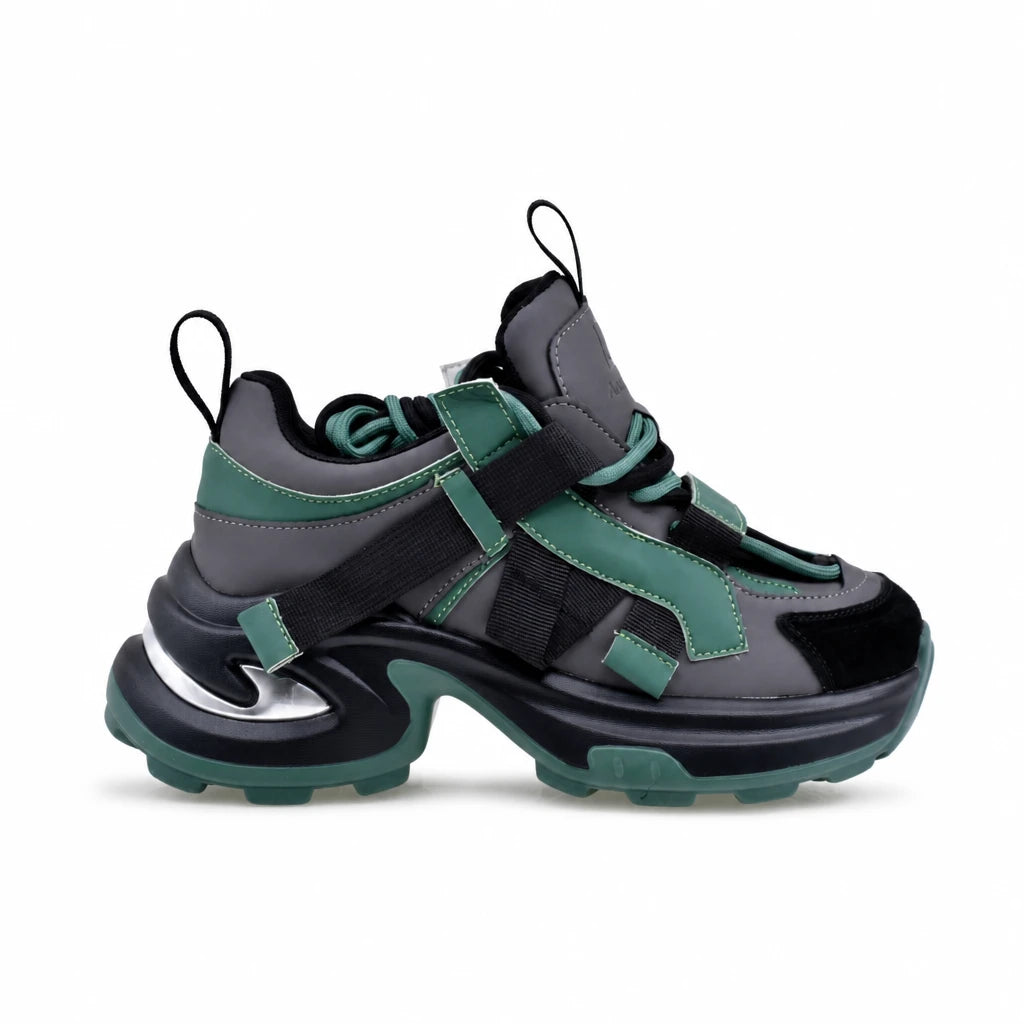 Pantofi dama sport Anna Viotti piele intoarsa D106-YM117-2 gri/verde/negru