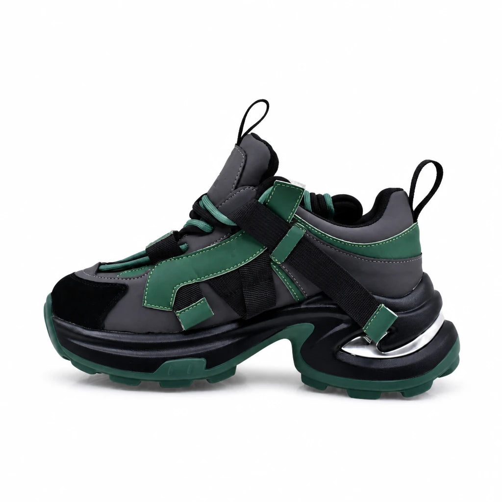 Pantofi dama sport Anna Viotti piele intoarsa D106-YM117-2 gri/verde/negru