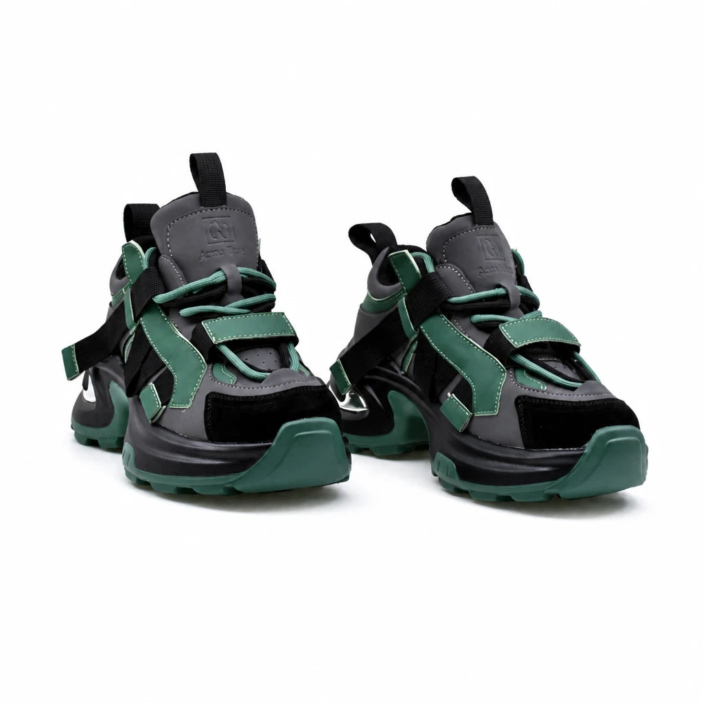 Pantofi dama sport Anna Viotti piele intoarsa D106-YM117-2 gri/verde/negru