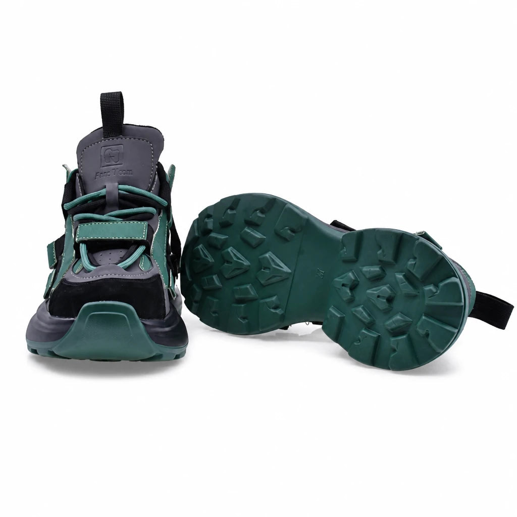 Pantofi dama sport Anna Viotti piele intoarsa D106-YM117-2 gri/verde/negru