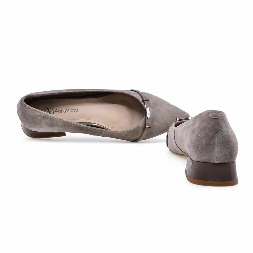 Pantofi dama eleganti Anna Viotti piele intoarsa D106-F12637-C9387-5 gri
