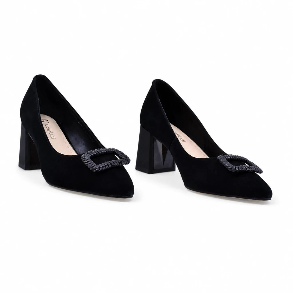 Pantofi dama eleganti Anna Viotti piele intoarsa D106-F12659-T5898 negri