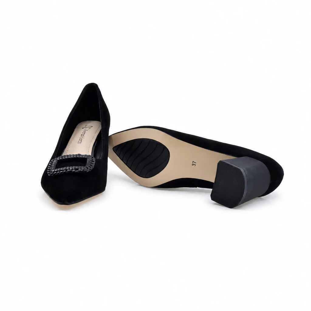 Pantofi dama eleganti Anna Viotti piele intoarsa D106-F12659-T5898 negri