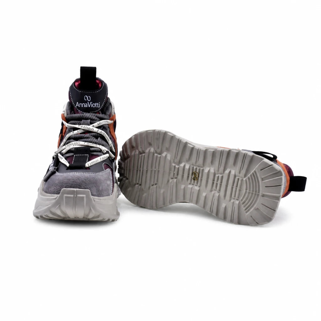 Pantofi dama sport Anna Viotti piele intoarsa D106-D106 dark grey
