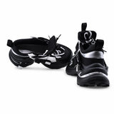 Pantofi dama sport Anna Viotti piele intoarsa D106-YM117-1 negru/argintiu