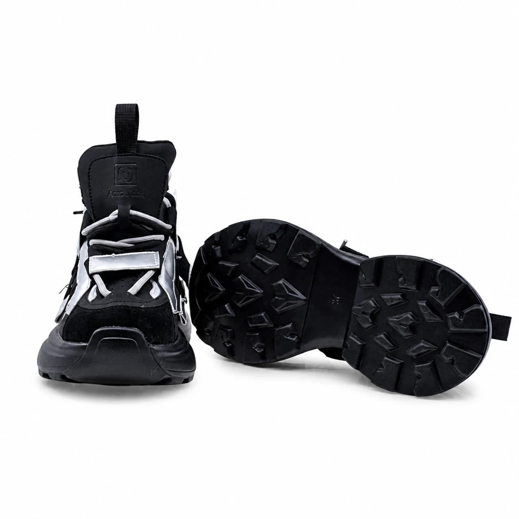 Pantofi dama sport Anna Viotti piele intoarsa D106-YM117-1 negru/argintiu