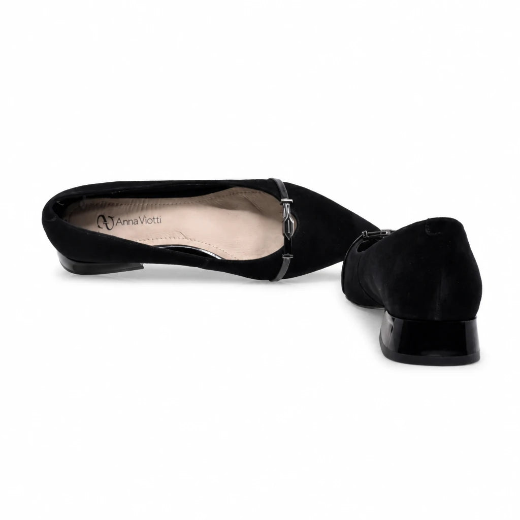 Pantofi dama eleganti Anna Viotti piele intoarsa D106-F12637-C9387 negri