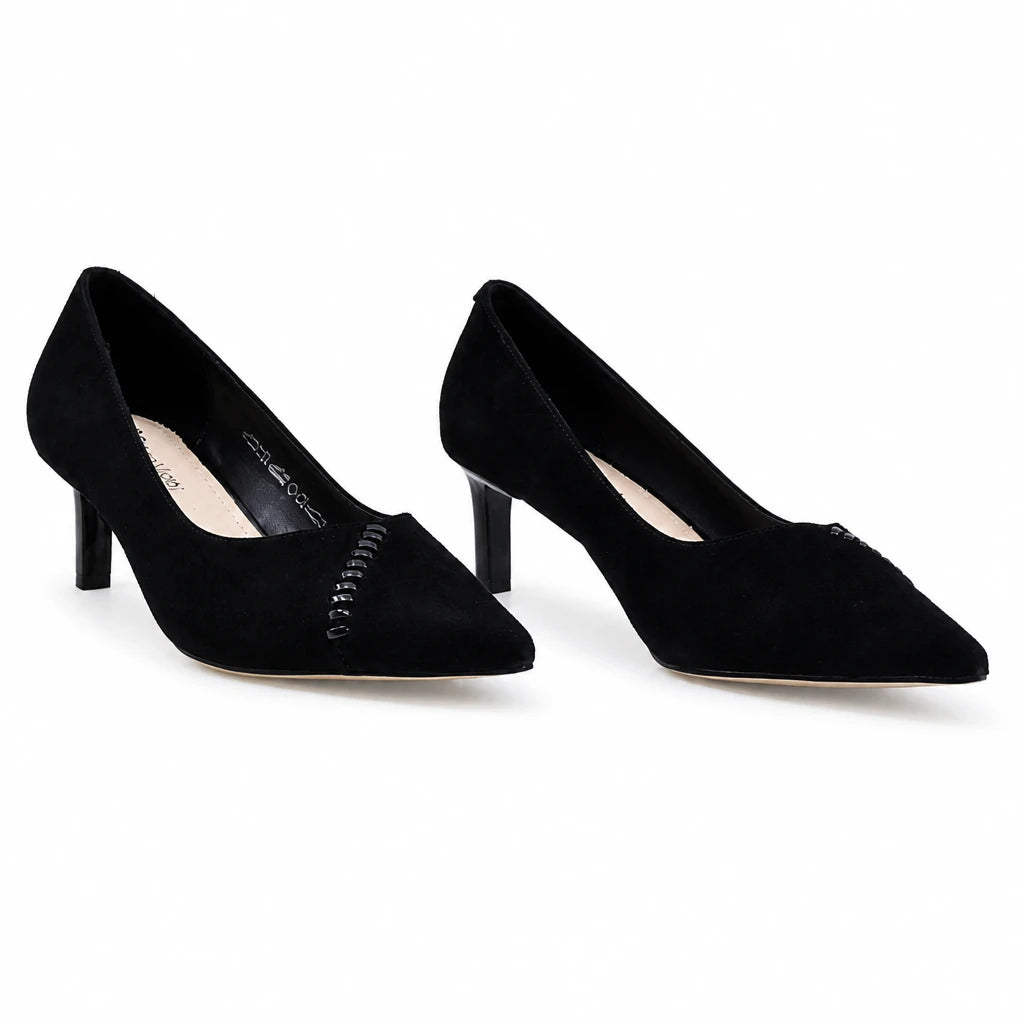 Pantofi dama eleganti Anna Viotti piele intoarsa D106-M1530-Q1191-4 negri