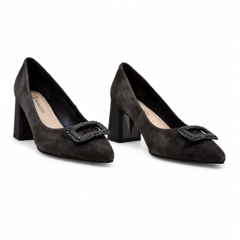 Pantofi dama eleganti Anna Viotti piele intoarsa D106-F12659-T5898-2 maro