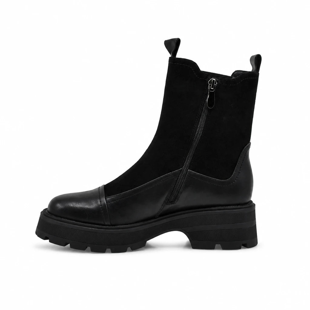 Ghete Dama Casual Anna Viotti Piele Intoarsa D105-6010R-LV1172-NT-01-TL-03 negre