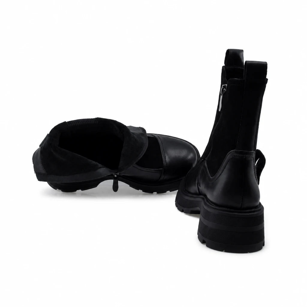 Ghete Dama Casual Anna Viotti Piele Intoarsa D105-6010R-LV1172-NT-01-TL-03 negre