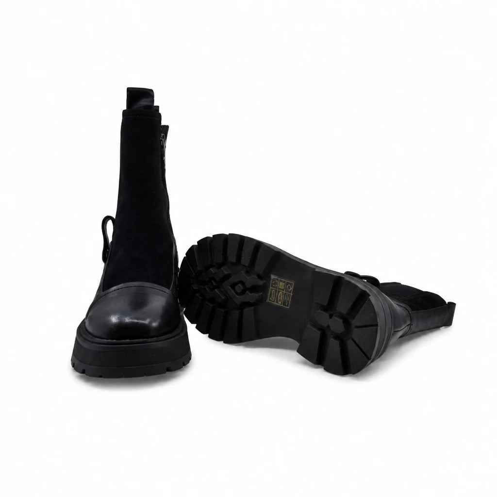 Ghete Dama Casual Anna Viotti Piele Intoarsa D105-6010R-LV1172-NT-01-TL-03 negre