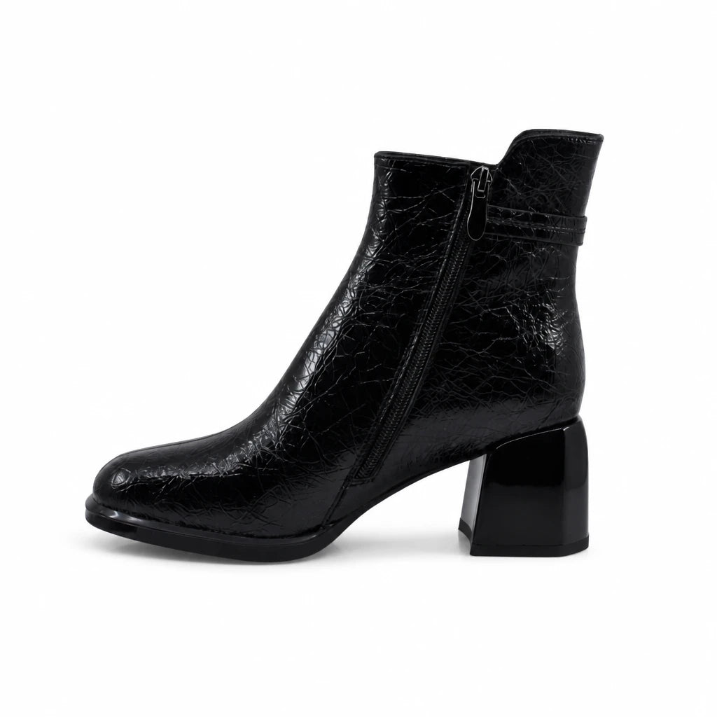 Ghete Dama Elegante Anna Viotti Piele Naturala lucioasa D105-6505R-J862-YT55 negre