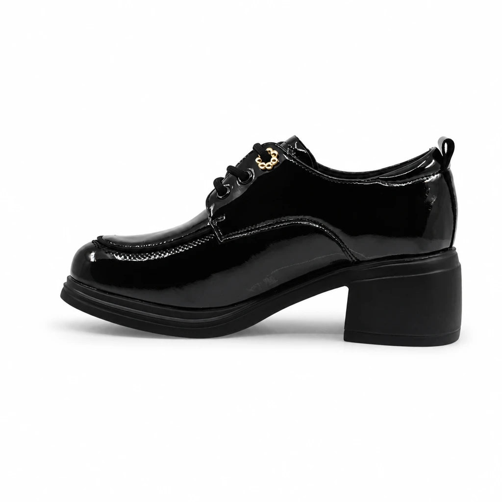Pantofi dama casual Anna Viotti piele lacuita D111-5V88655-75 negri