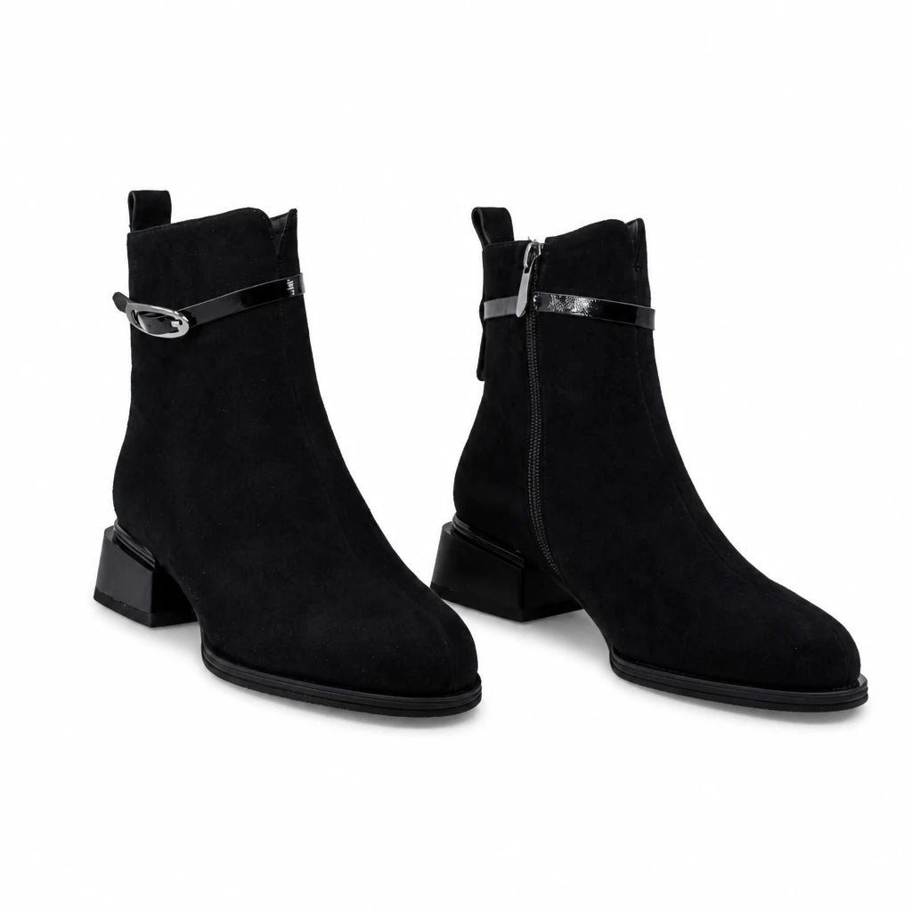 Ghete Dama Elegante Anna Viotti Piele Intoarsa D105-8010R-F25-SY01-1141-01 negre