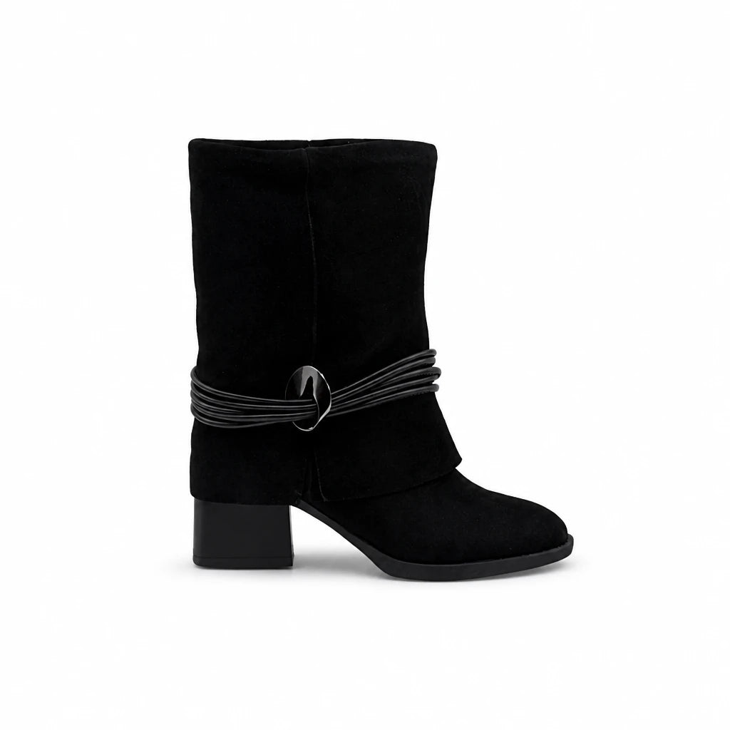 Ghete Dama Casual Anna Viotti Piele Intoarsa D105-8077R-F448-N64 negre