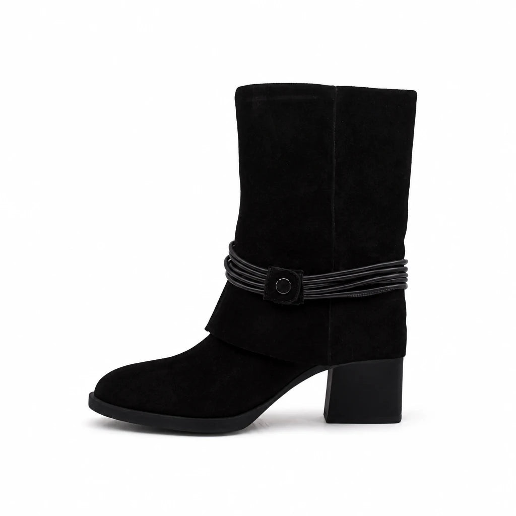 Ghete Dama Casual Anna Viotti Piele Intoarsa D105-8077R-F448-N64 negre