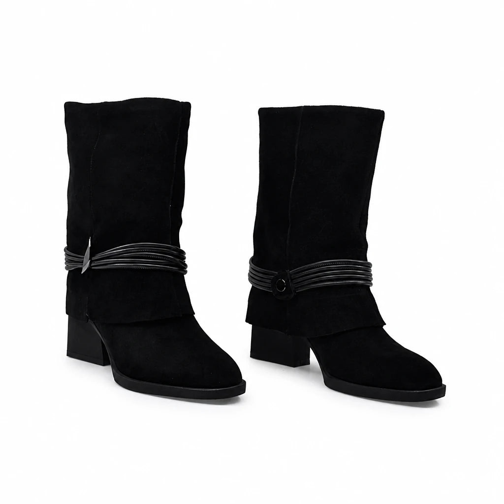 Ghete Dama Casual Anna Viotti Piele Intoarsa D105-8077R-F448-N64 negre