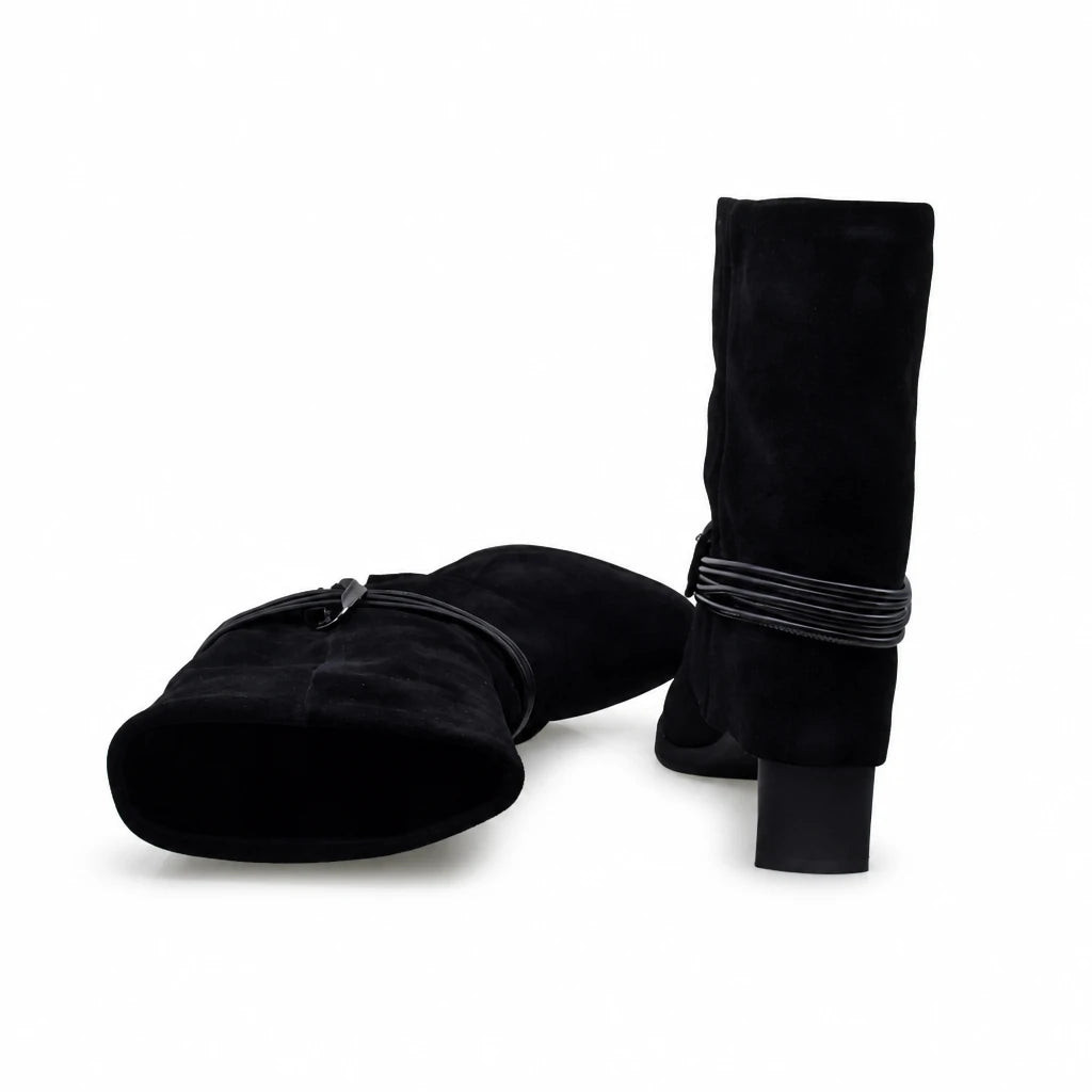 Ghete Dama Casual Anna Viotti Piele Intoarsa D105-8077R-F448-N64 negre